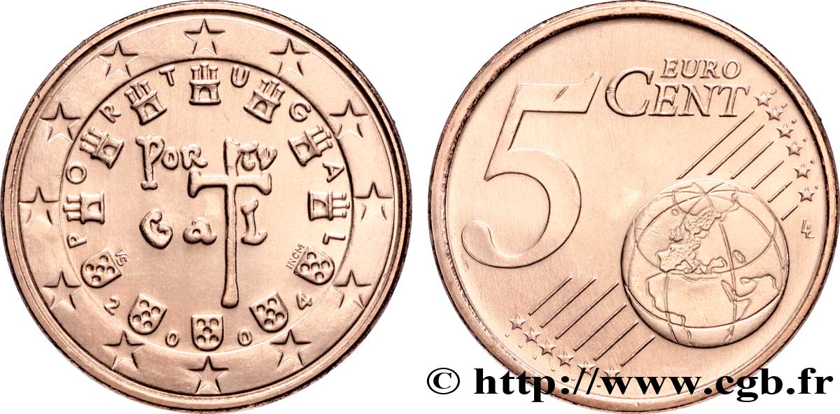 PORTUGAL 5 Cent SCEAU A LA CROIX (1134) 2004