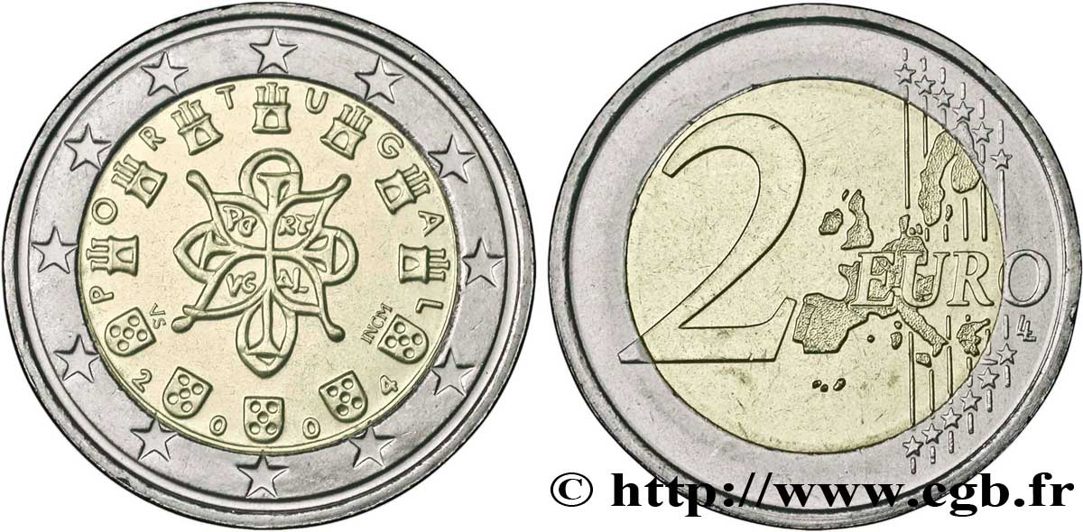 PORTUGAL 2 Euro SCEAU ENTRELACÉ (1144) 2004 MS