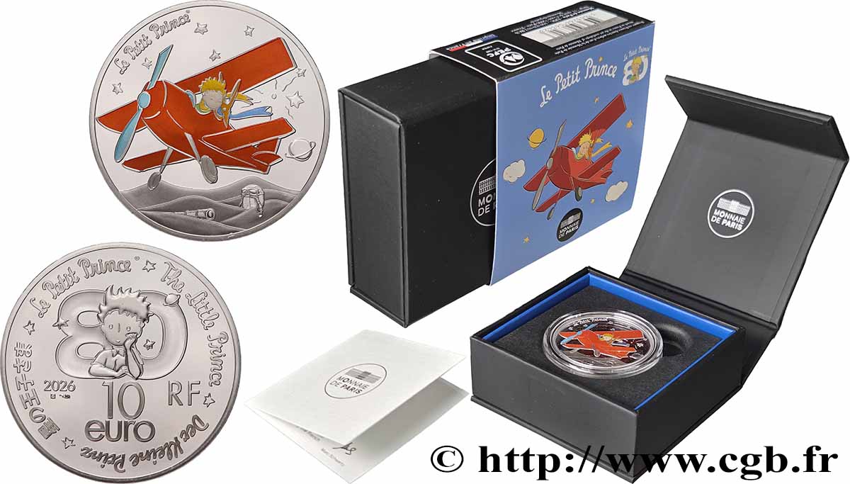 FRANCE BELLE EPREUVE 10 Euro 80 ANS DU PETIT PRINCE - L’AVION 2026 BE
