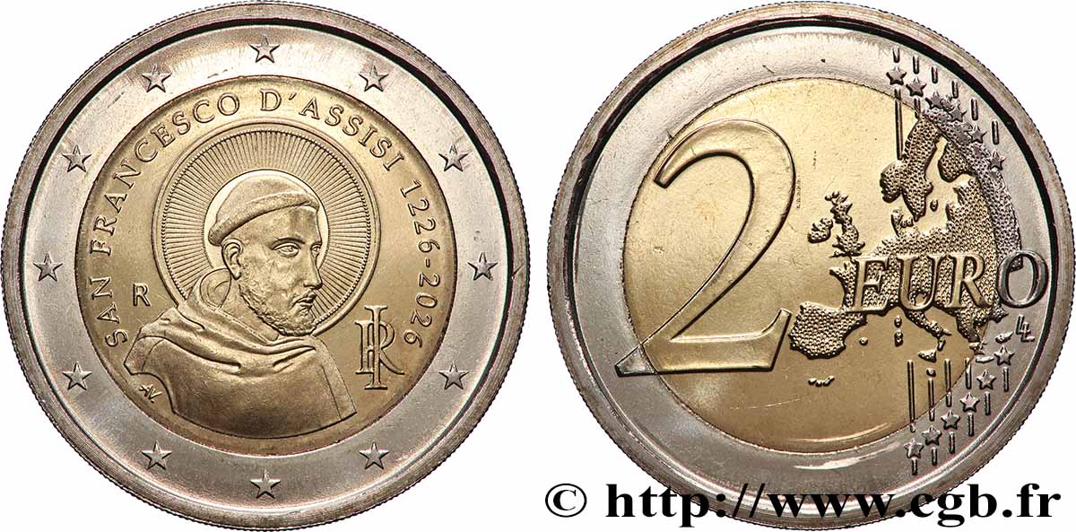 ITALIE 2 Euro SAINT FRANÇOIS D’ASSISE 2022 SPL
