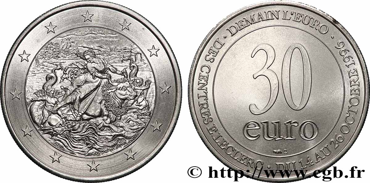 FRANCE 30 Euro E.LECLERC - “Demain l’Euro” 1996 SPL