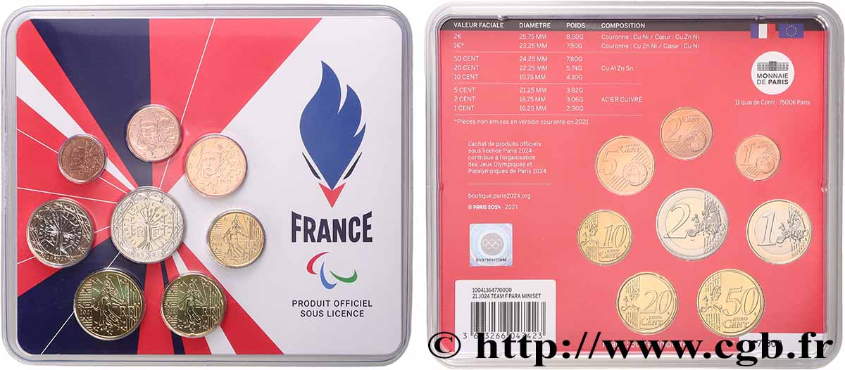 FRANKREICH SÉRIE Euro BRILLANT UNIVERSEL - Team France Paralympique 2021