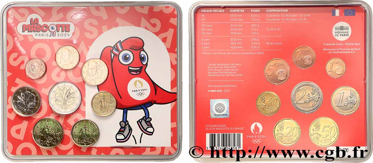 FRANCE SÉRIE Euro BRILLANT UNIVERSEL - Mini-Set - LA MASCOTTE 2022 BU