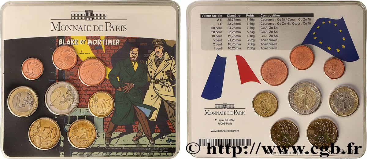 FRANCE SÉRIE Euro BRILLANT UNIVERSEL - Mini-Set - BLAKE ET MORTIMER 2010 BU