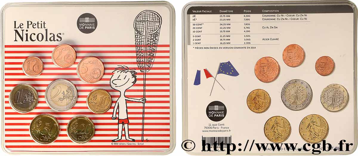 FRANCE SÉRIE Euro BRILLANT UNIVERSEL - Mini-Set - LE PETIT NICOLAS 2014 BU