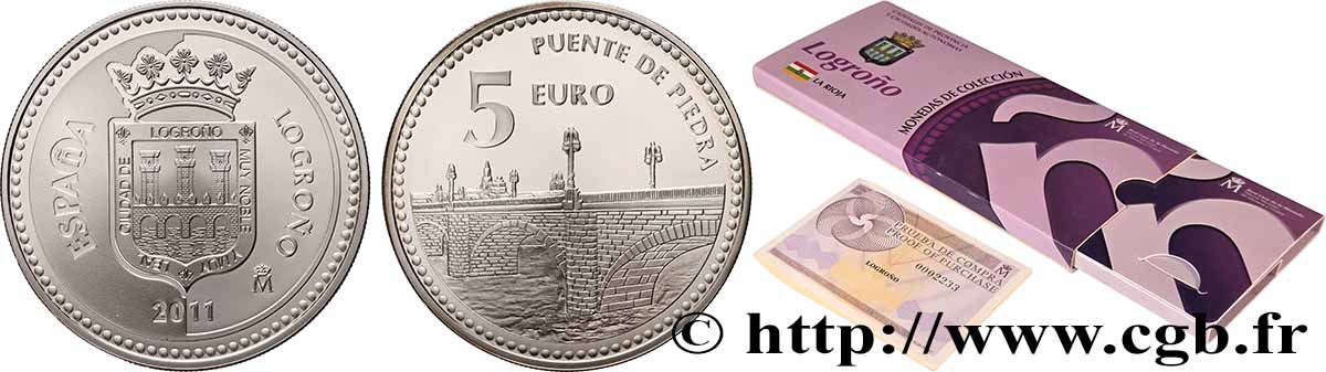 SPAIN BELLE ÉPREUVE 5 Euro LOGRONO 2011 Proof set
