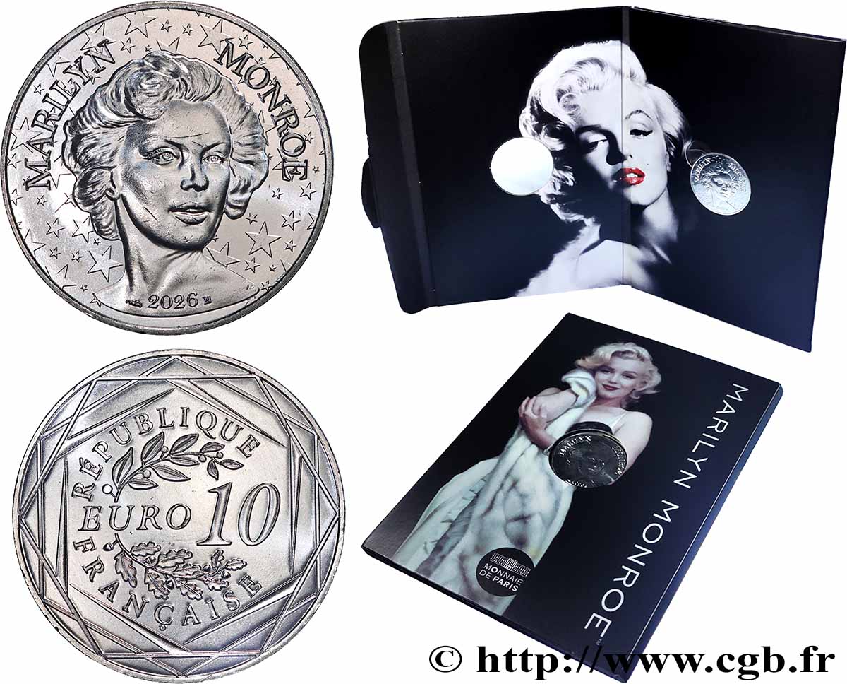 FRANCE 10 Euro 100 ANS DE LA NAISSANCE DE MARILYN MONROE 2026 FDC