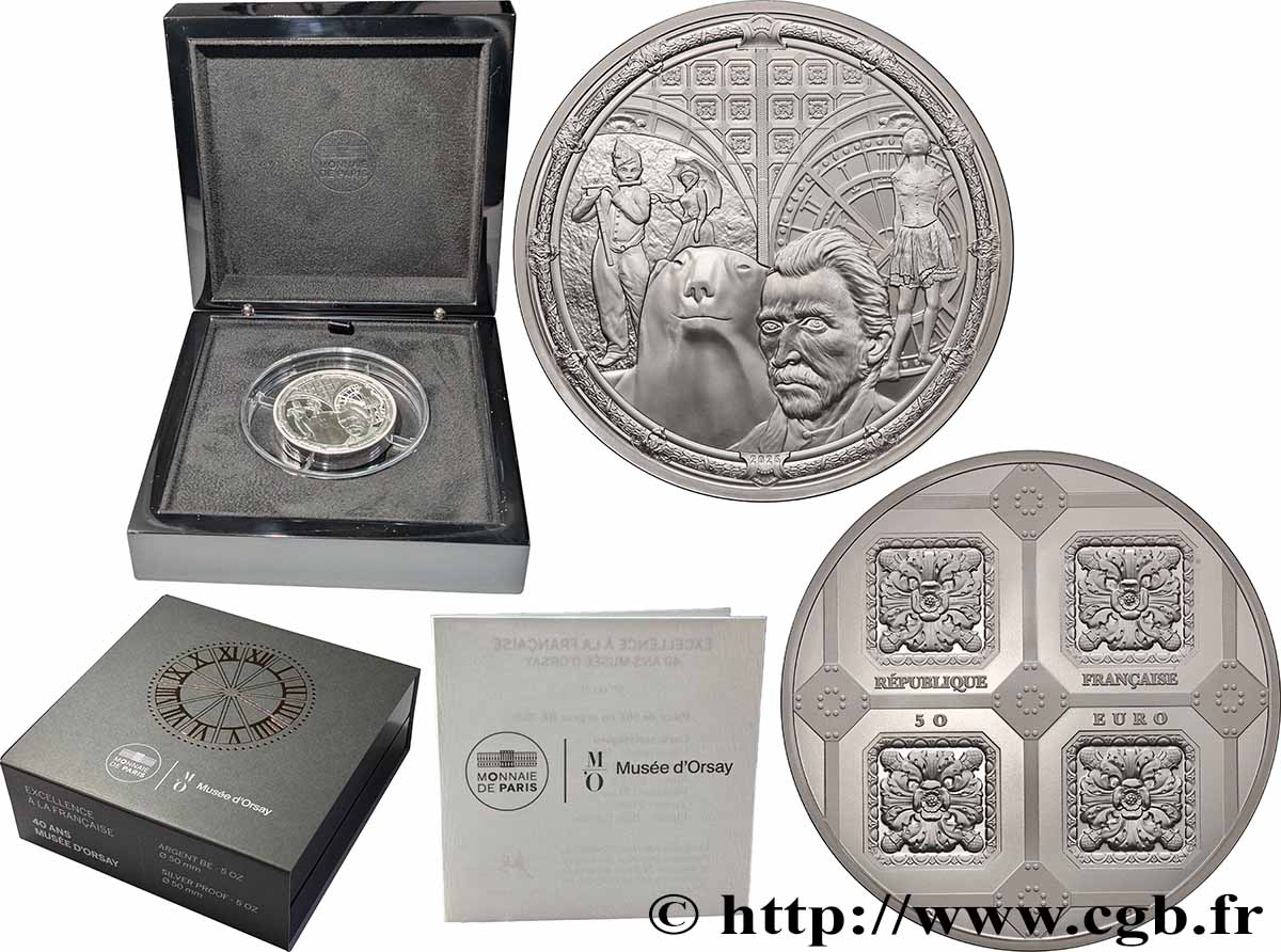FRANCE Belle Epreuve 50 Euro (5 oz) 40 ANS DU MUSÉE D’ORSAY 2026 BE