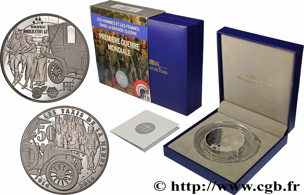FRANCIA Belle Épreuve 50 Euro LES HOMMES ET LES FEMMES DANS LA GRANDE GUERRE 1914-2014 2014 BE