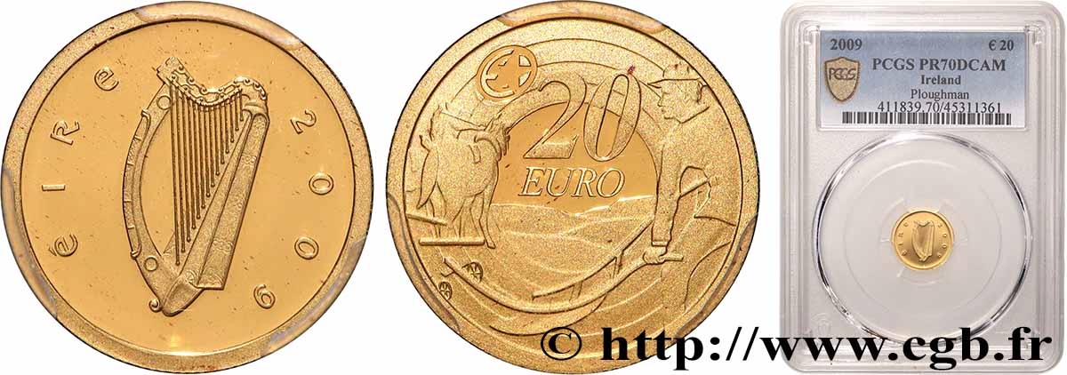 IRELAND REPUBLIC Belle Épreuve 20 Euro PLOUGHMAN 2009 