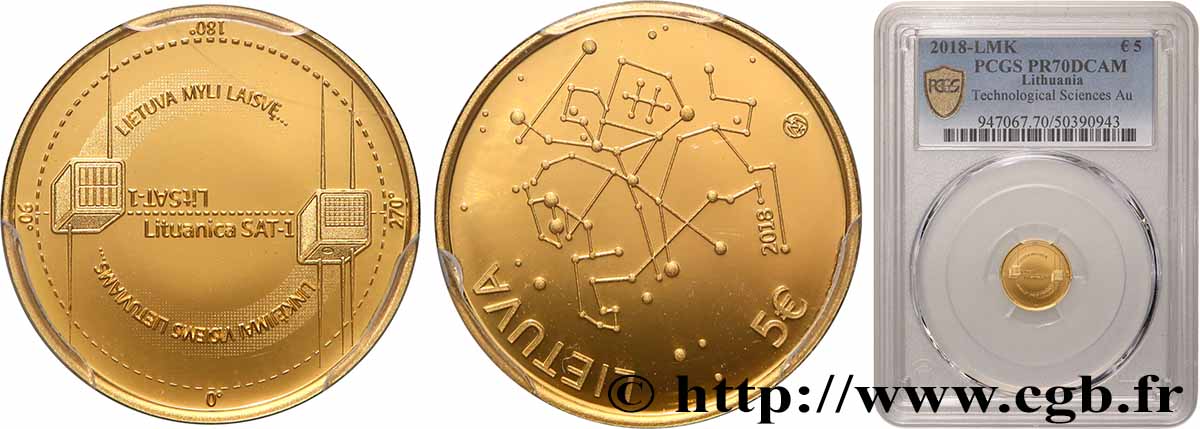LITHUANIA BELLE EPREUVE 5 Euro SCIENCES TECHNOLOGIQUES 2018 