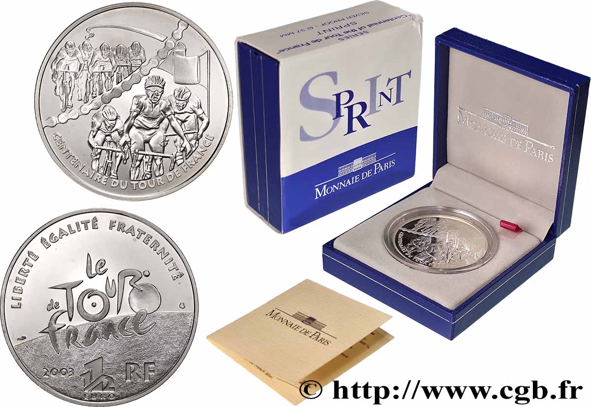 FRANCIA Belle Épreuve 1 Euro 1/2 100 ANS DU TOUR DE FRANCE - SPRINT 2003 BE