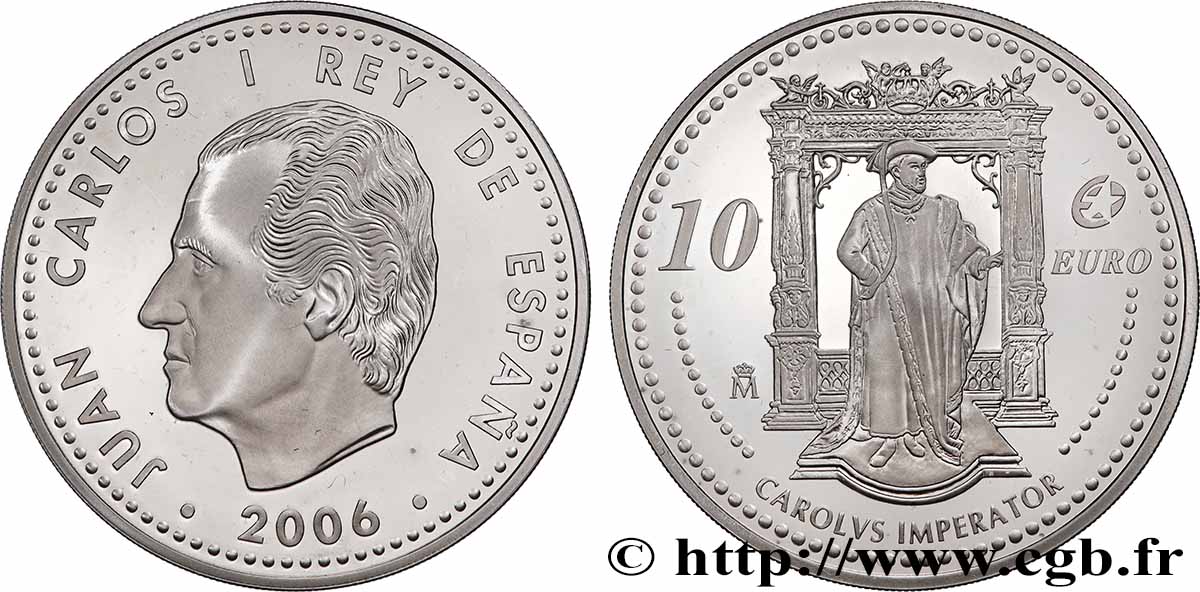 ESPAGNE Belle Épreuve 10 Euro CHARLES QUINT 2006 BE