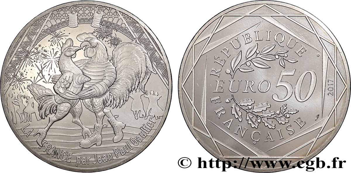 FRANKREICH 50 Euro LA FRANCE PAR JEAN PAUL GAULTIER - LE 14 JUILLET 2017