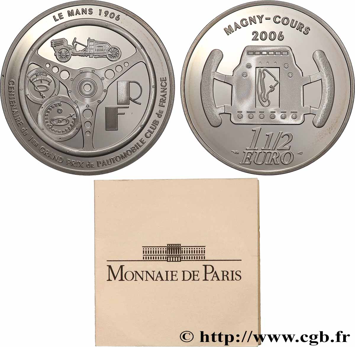FRANCE Belle Épreuve 1 Euro 1/2 CENTENAIRE 1er GRAND PRIX DE L’ACF 2006 BE