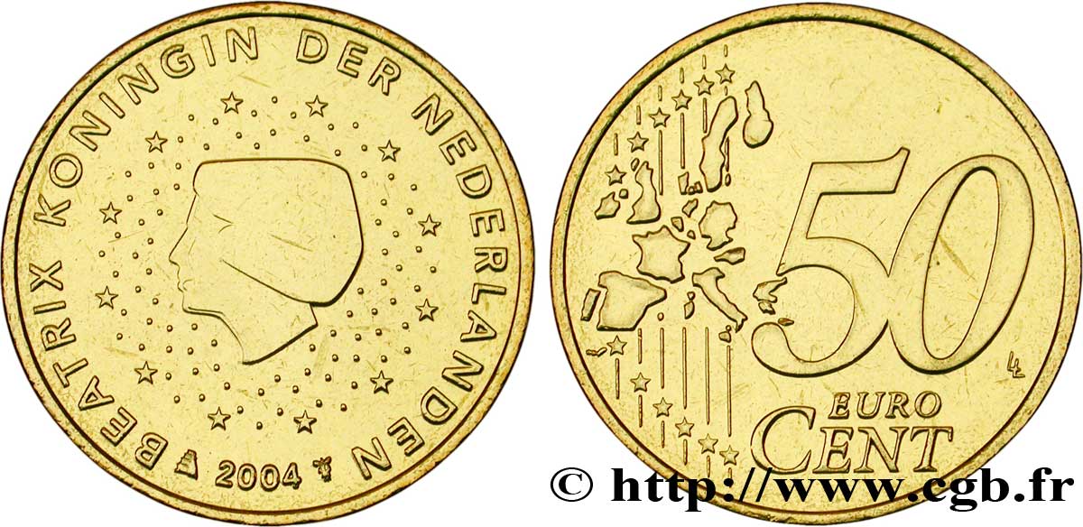 NETHERLANDS 50 Cent BEATRIX 2004 MS63