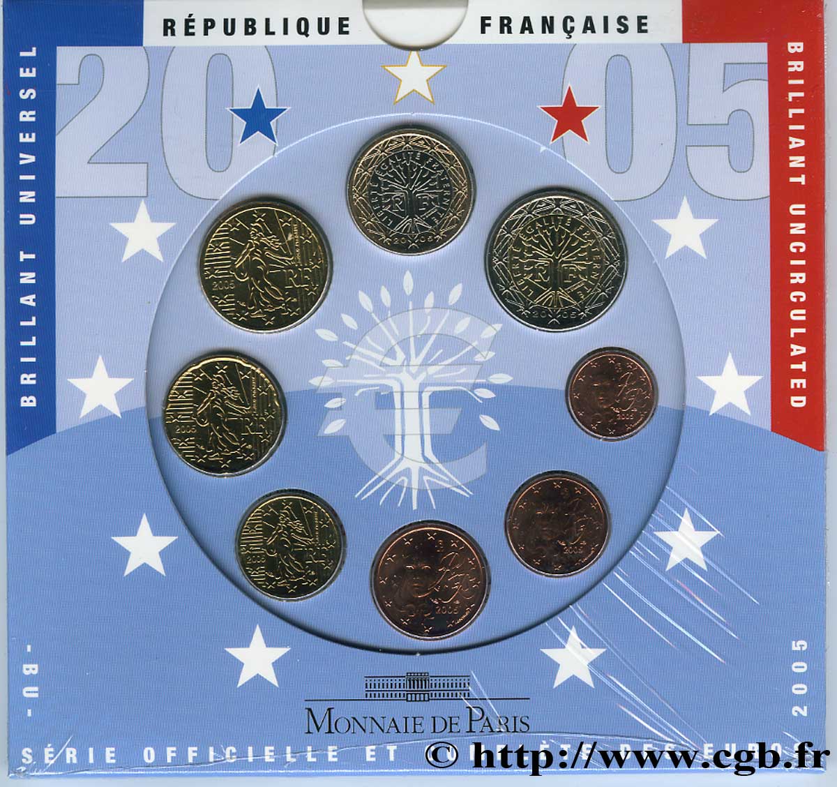 FRANCE SÉRIE Euro BRILLANT UNIVERSEL  2005 BU