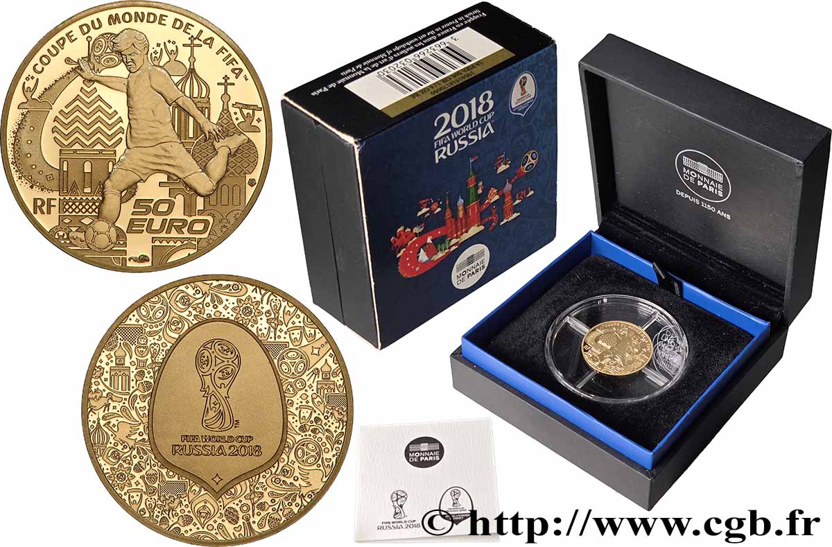 FRANCE Belle Épreuve 50 Euro FIFA WORLD CUP 2018 2018 Proof set