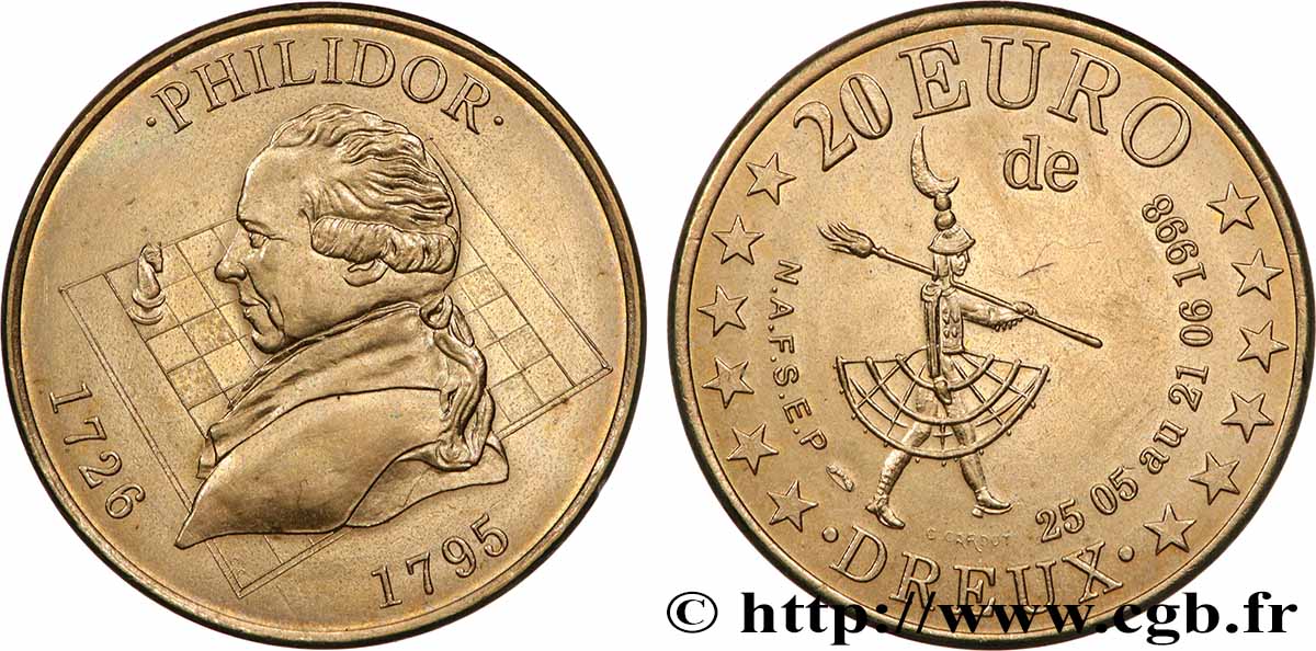 FRANCE Piefort 20 Euro de Dreux (25 mai - 21 juin 1998) 1998 MS