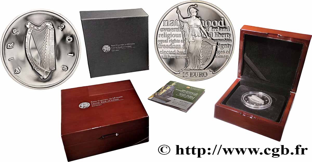 IRELAND REPUBLIC Belle Épreuve 15 Euro SOULÈVEMENT DE PÂQUES 2016 Proof set