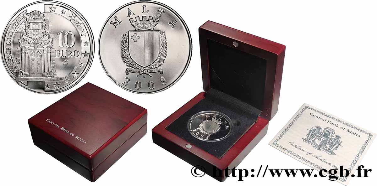 MALTA Belle Épreuve 10 Euro AUBERGE DE CASTILLE 2008 Proof set