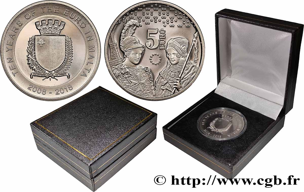 MALTA BELLE EPREUVE 5 Euro ADOPTION DE L’EURO 2018 Proof set