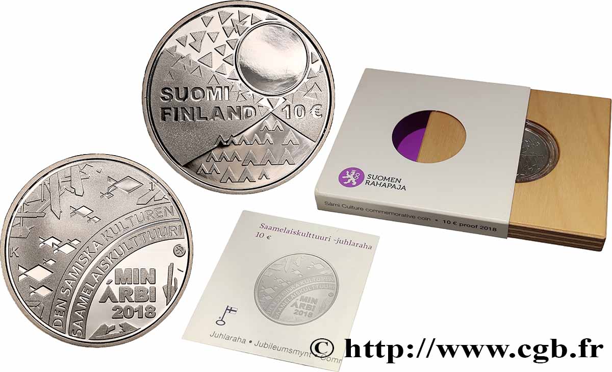 FINLAND Belle Épreuve 10 Euro CULTURE SAMIS 2018 Proof set