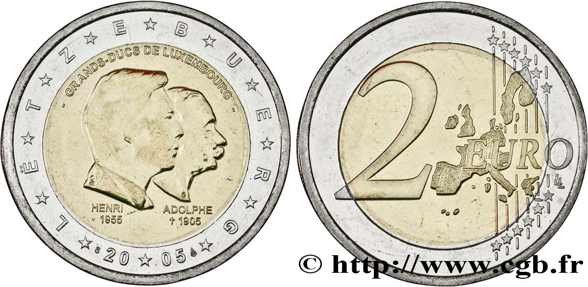 LUXEMBOURG 2 Euro GRANDS DUCS HENRI ET ADOLPHE 2005 MS