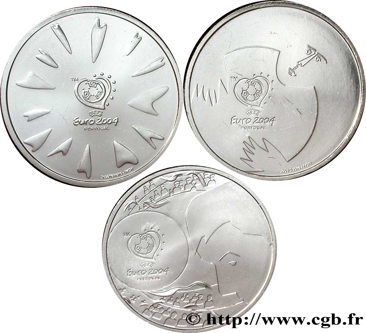 PORTOGALLO Lot 3 pièces 8 Euro UEFA 2004 - LE DÉFENSEUR- L AILIER- LE GOAL 2004 MS