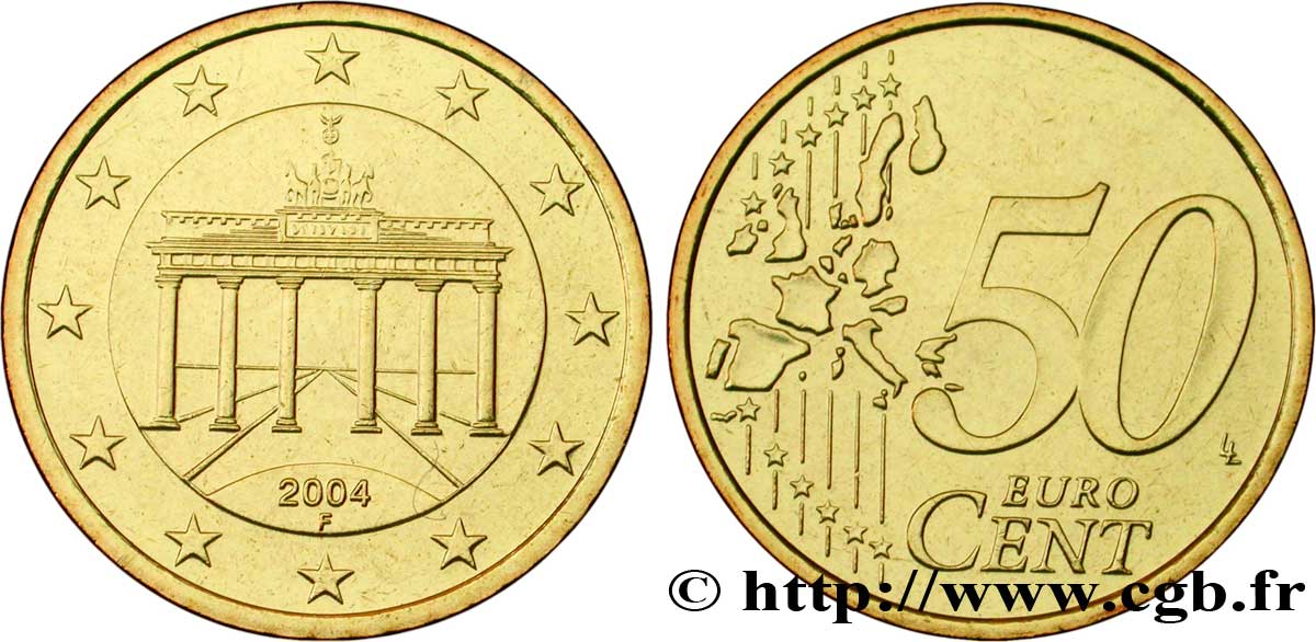 GERMANIA 50 Cent PORTE DE BRANDEBOURG - Stuttgart F 2004 MS63