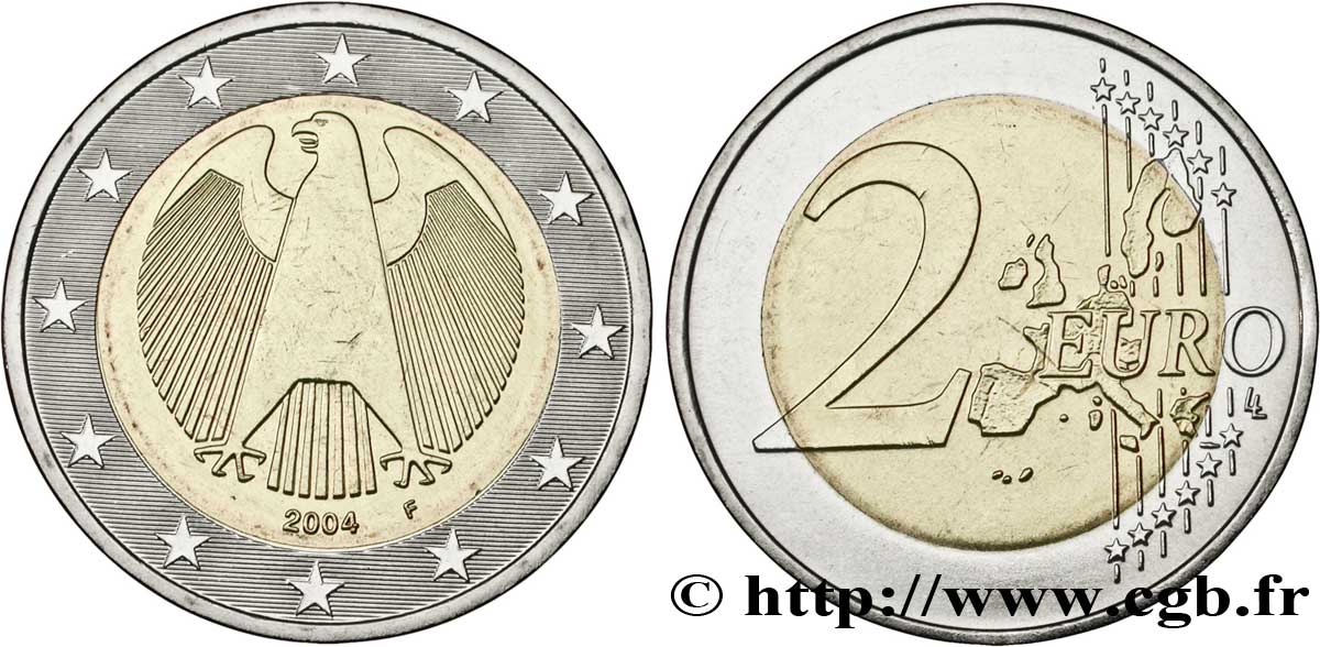 GERMANIA 2 Euro AIGLE HÉRALDIQUE tranche B - Stuttgart F 2004 MS63