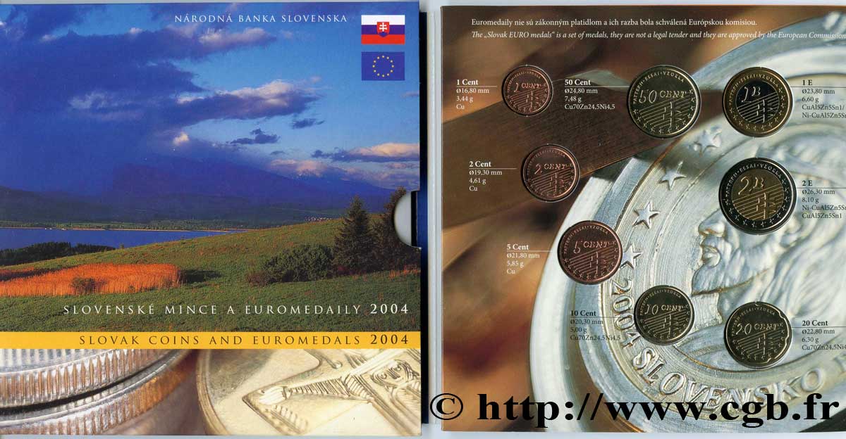 SLOWAKEI SÉRIE BU 1ers ESSAIS EURO OFFICIELS SLOVAQUES 2004