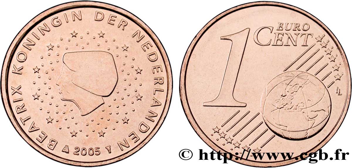 NETHERLANDS 1 Cent BEATRIX 2005 MS63