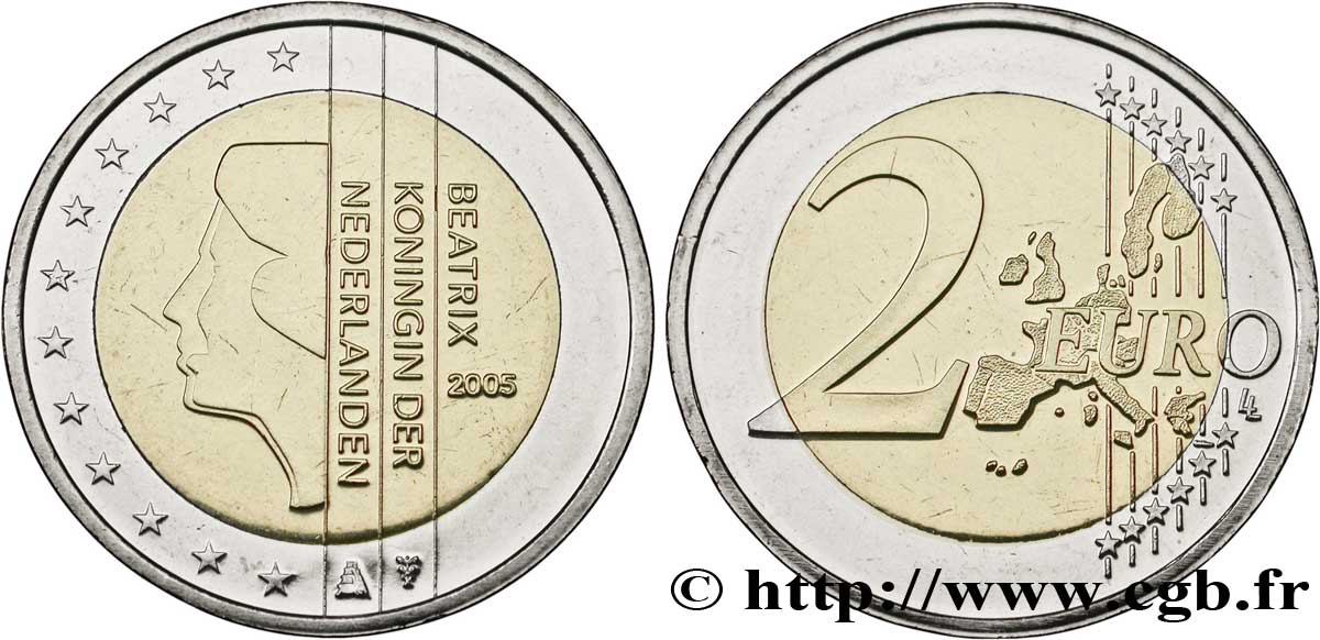 NETHERLANDS 2 Euro BEATRIX tranche A 2005 MS63