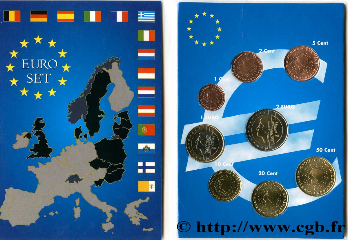 PAYS-BAS LOT DE 8 PIÈCES EURO (1 Cent - 2 Euro Beatrix) 2005 SPL63