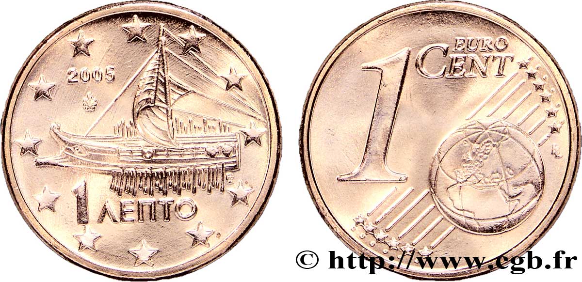 GRÈCE 1 Cent TRIRÈME 2005 SPL63