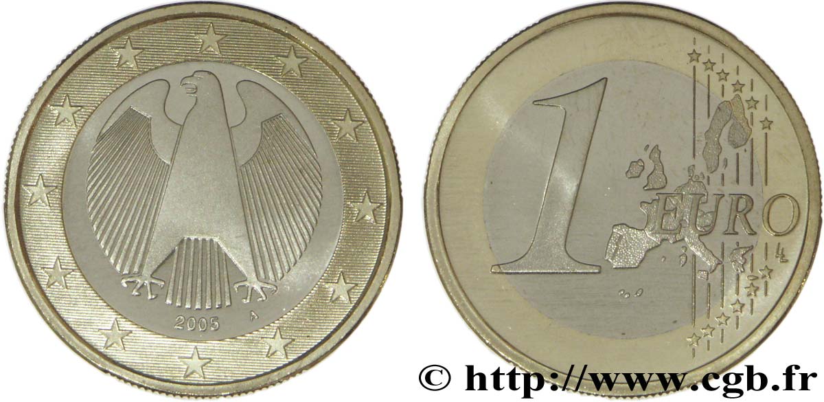 GERMANY 1 Euro AIGLE HÉRALDIQUE - Berlin A 2005 MS63