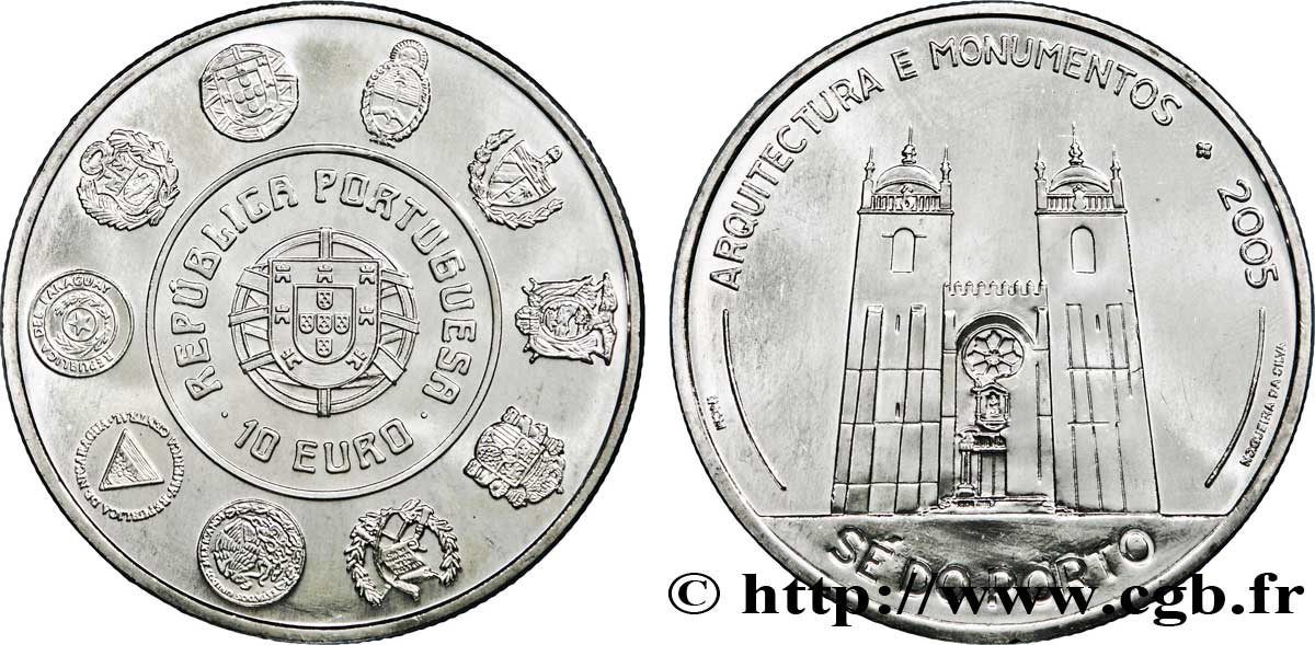 PORTUGAL 10 Euro CATHÉDRALE DE PORTO - SÉRIE IBÉRO-AMÉRICAINE VI 2005 SPL