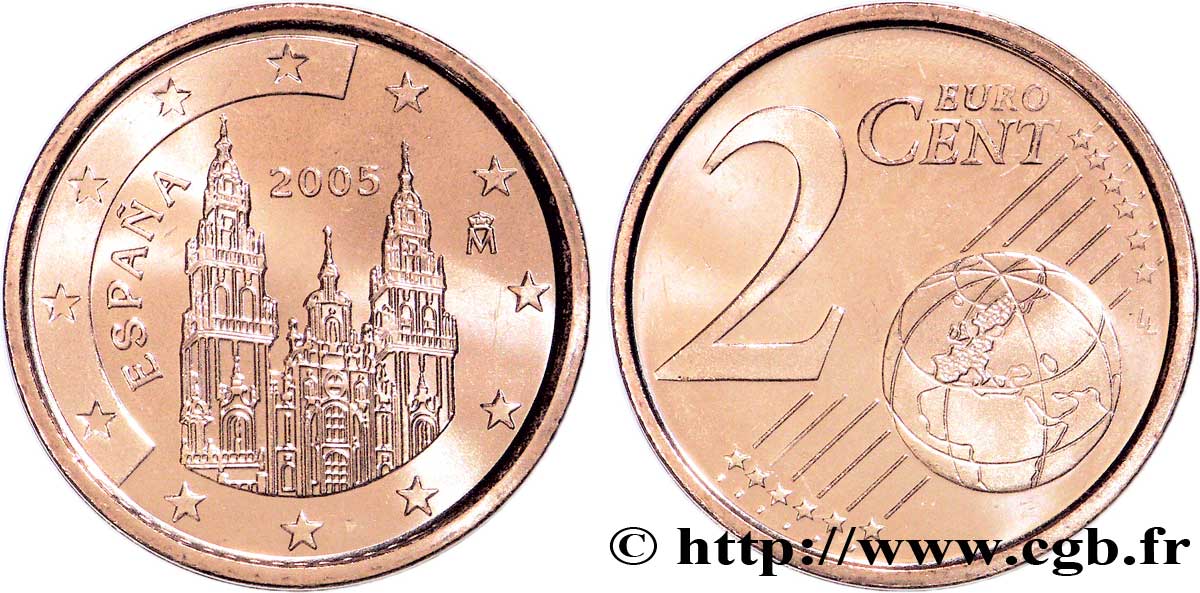 SPAIN 2 Cent COMPOSTELLE 2005 MS63