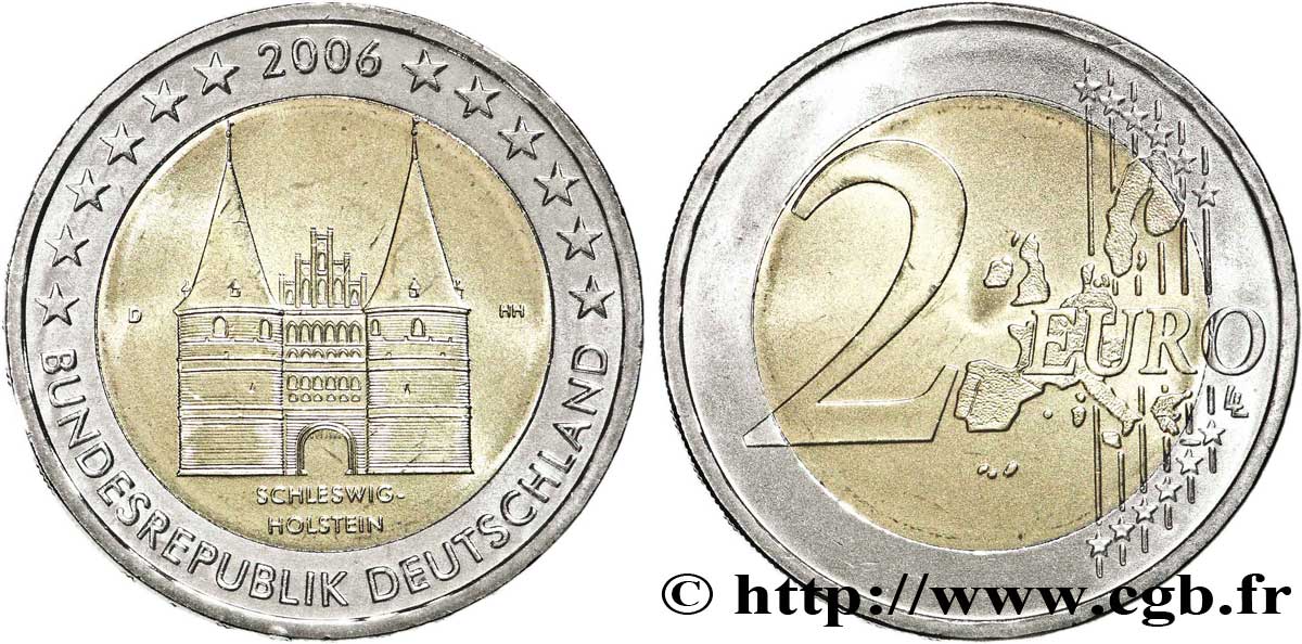 GERMANY 2 Euro SCHLESWIG-HOLSTEIN - HOLSTENTOR DE LUBECK tranche B - Munich D 2006 MS63