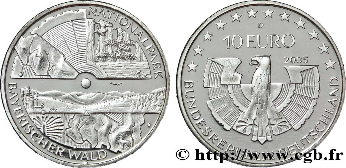 GERMANY 10 Euro PARC NATIONAL DES FORÊTS BAVAROISES tranche B 2005 MS63