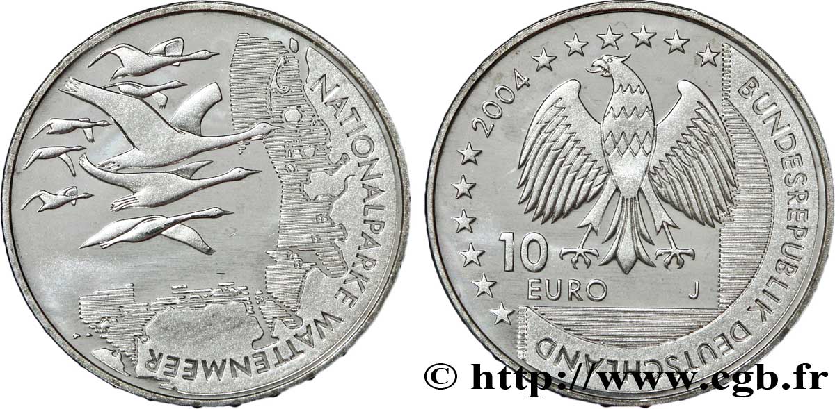 GERMANY 10 Euro L ESTRAN DE LA MER DU NORD tranche B 2004 MS63