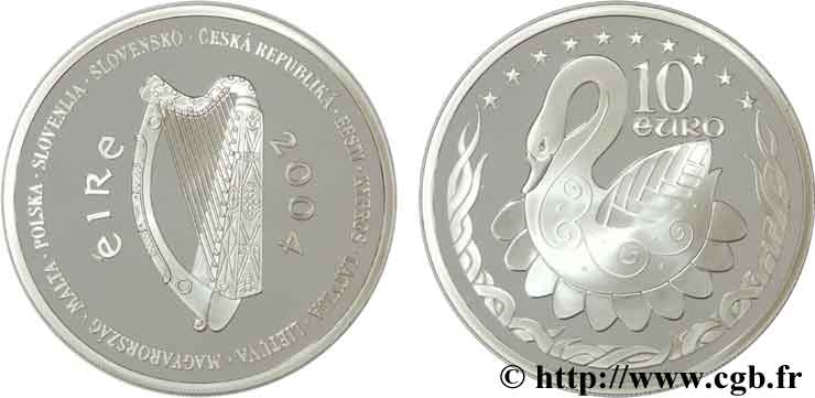 IRLANDA Belle Épreuve 10 Euro ÉLARGISSEMENT DE L’UNION EUROPÉENNE 2004 BE