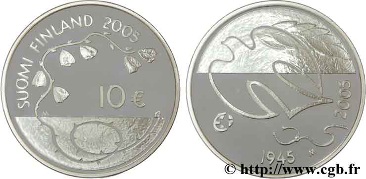 FINLANDIA Belle Épreuve 10 Euro 60 ANS DE PAIX 2005 Prueba
