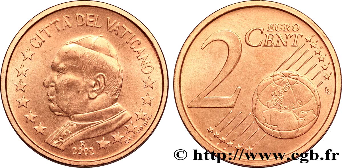 VATICAN 2 Cent JEAN - PAUL II 2002 SPL63