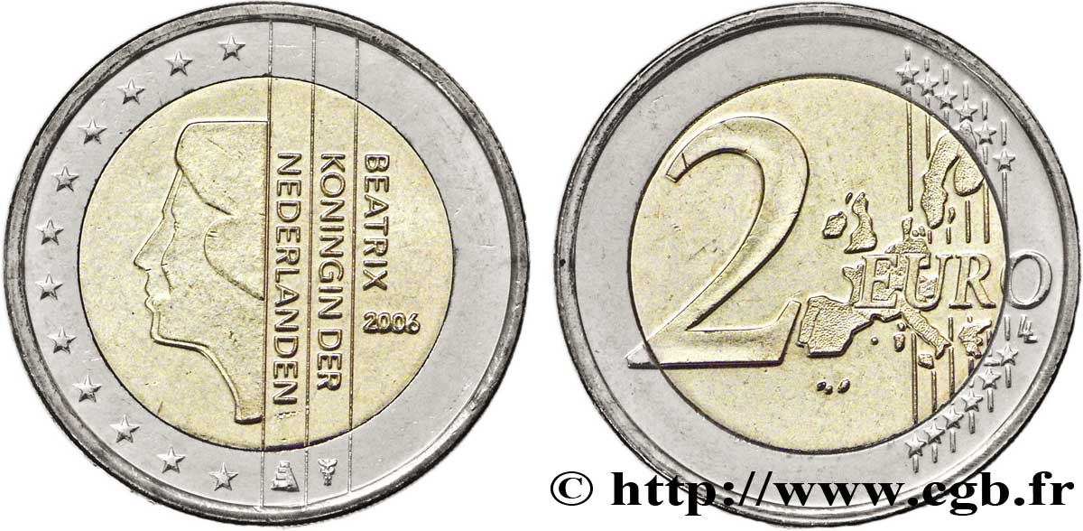 NETHERLANDS 2 Euro BEATRIX tranche B 2006 MS63