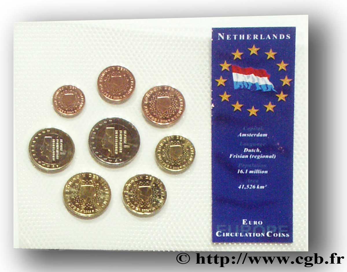 NETHERLANDS LOT DE 8 PIÈCES EURO (1 Cent - 2 Euro Beatrix) 2006 MS63