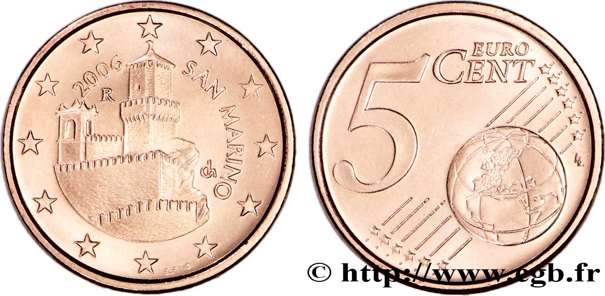 SAN MARINO 5 Cent GUAITA 2006 MS63