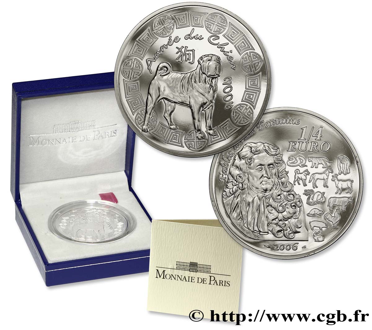 FRANCE 1/4 Euro ANNÉE DU CHIEN 2006 BU