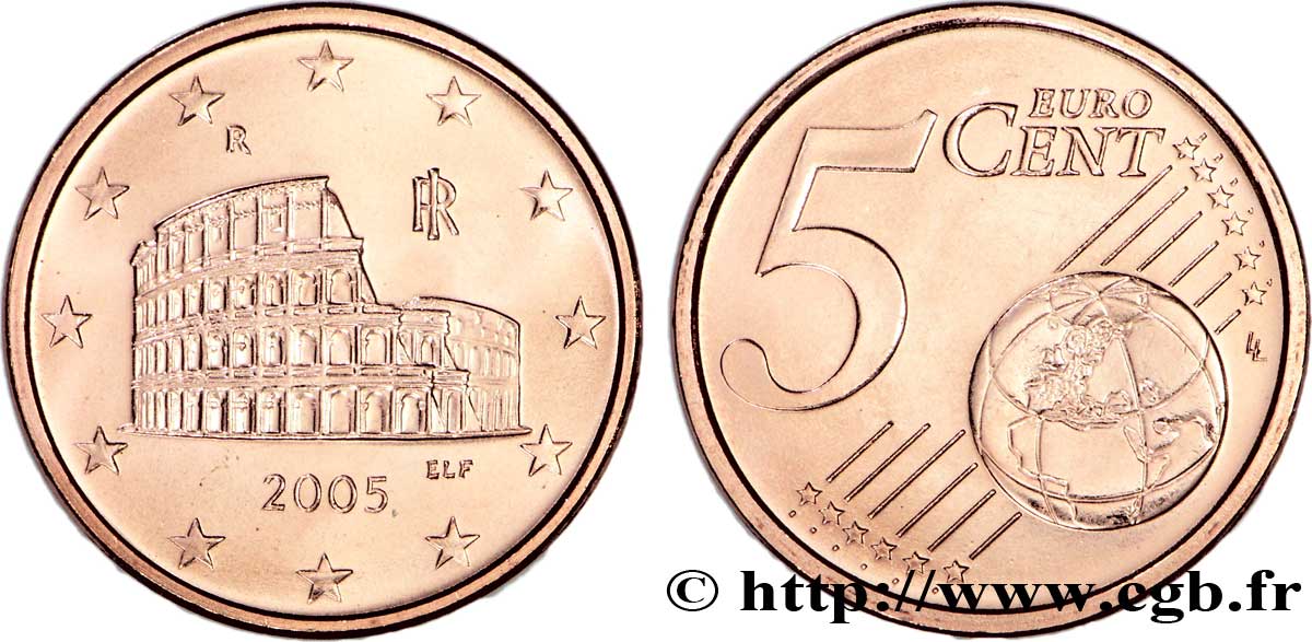 ITALIA 5 Cent COLISÉE 2005 MS63
